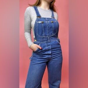 Vintage Full Length Powder Blue Denim Cotton LEE Over-Alls / Gently Distressed